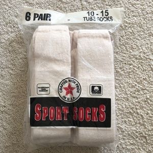 6 pairs VTG  Men’s Crew-Length white Tube Socks 10-15